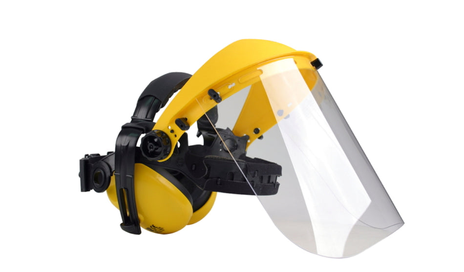 Oregon hearing and face protection with poly visor yellow/black