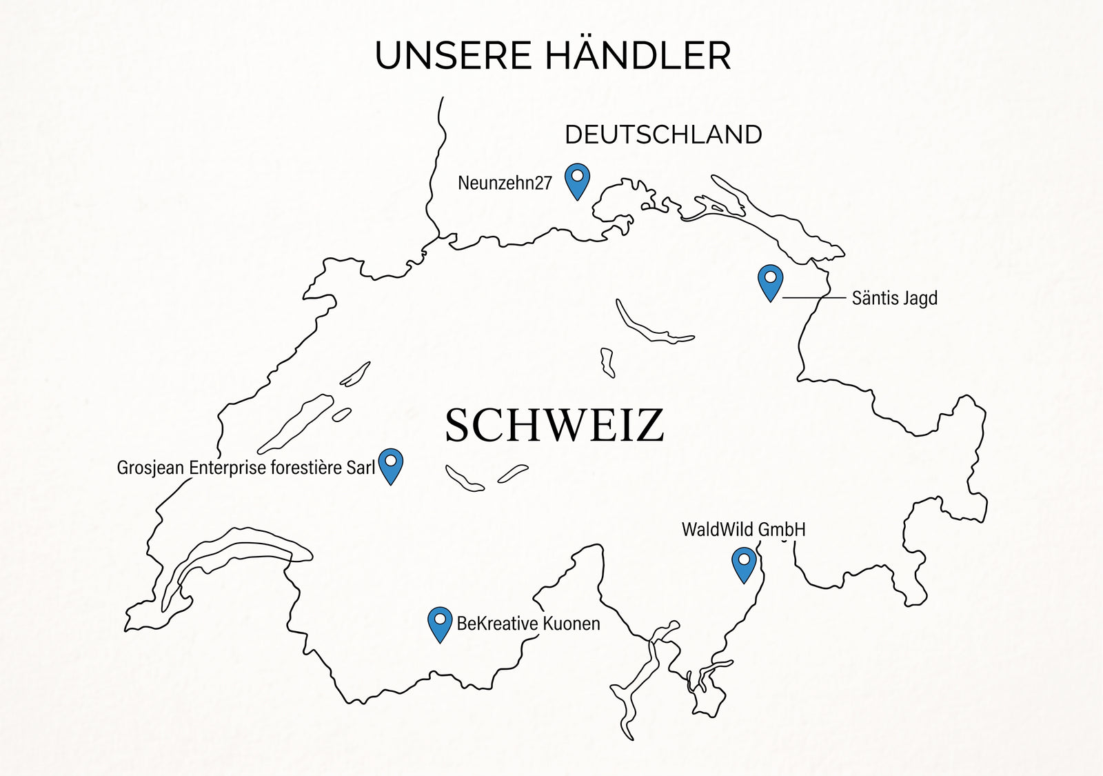 Karte mit den BRUMM Händlern in der Schweiz und in Süddeutschland