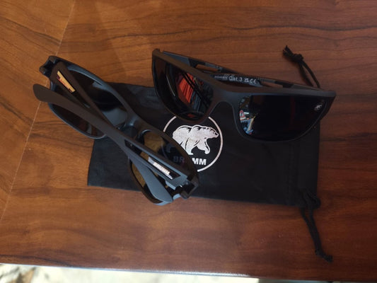 BRUMM Sonnenbrille in Schwarz – Frontalansicht mit sportlichem Rahmendesign